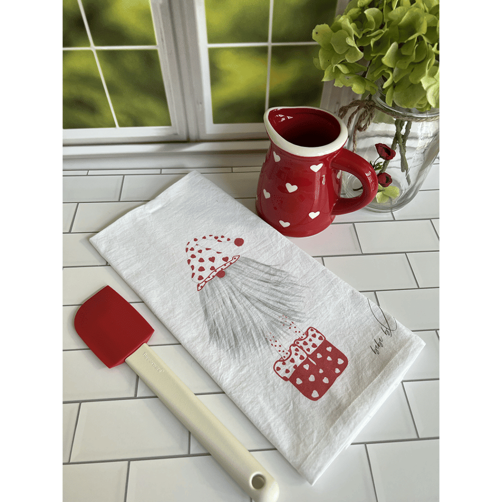 gnome hearts flour sack towel