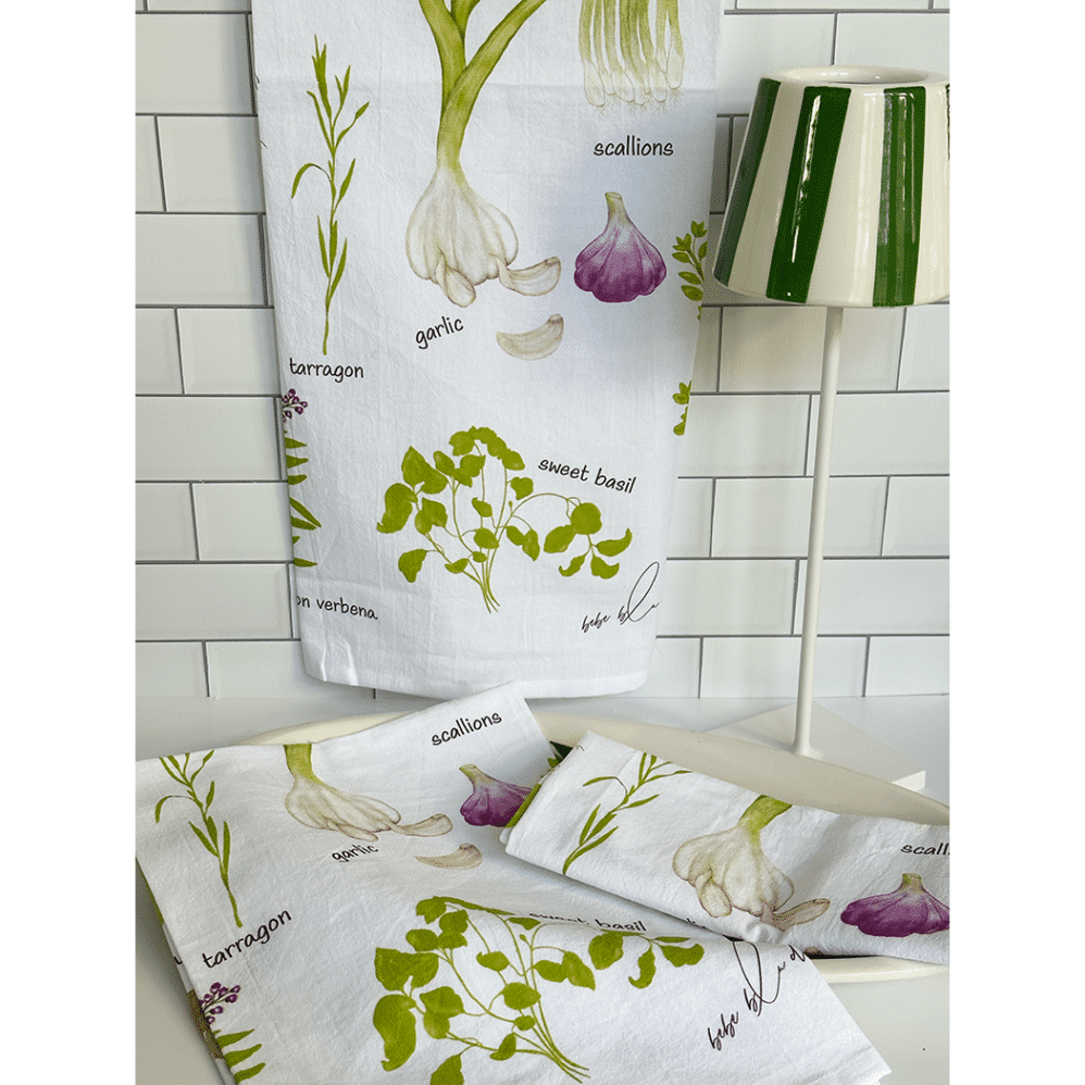 herbs full design flour sack towel in bowl