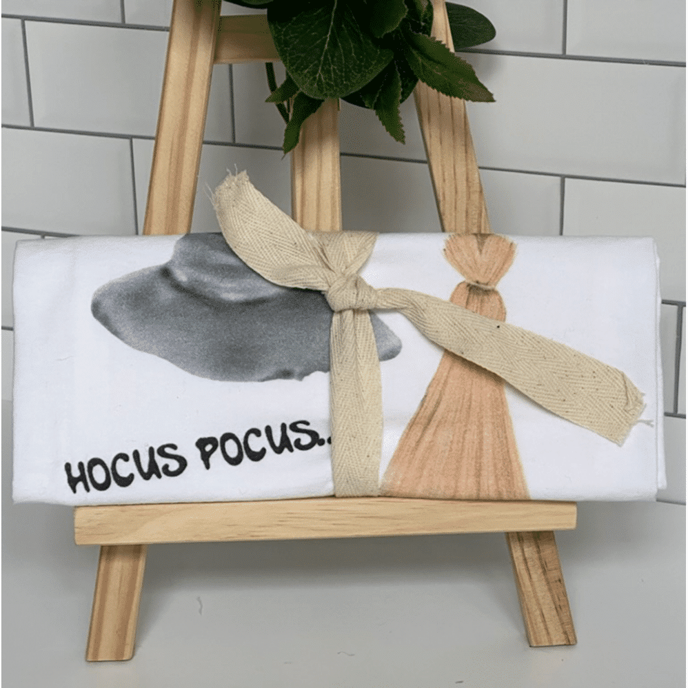 hocus pocus flour sack towel wrapped