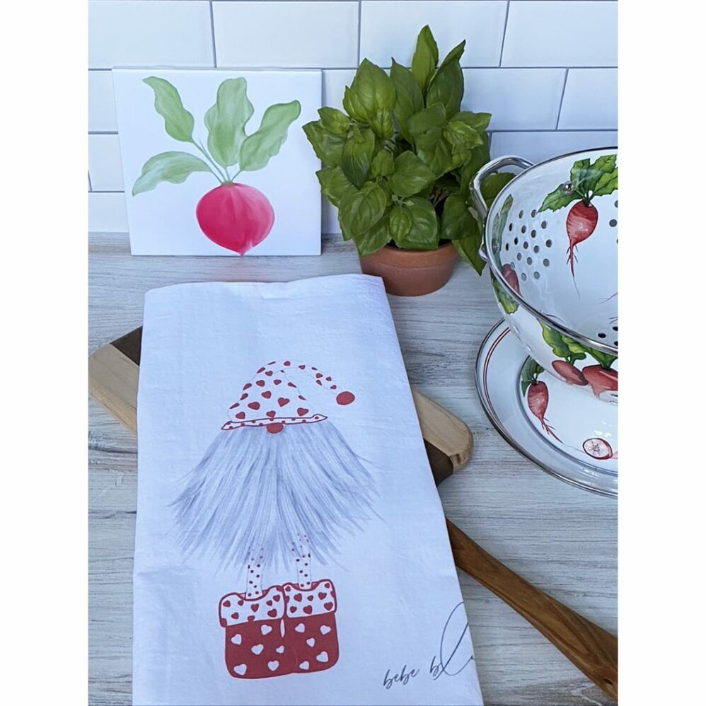 gnome hearts flour sack towel