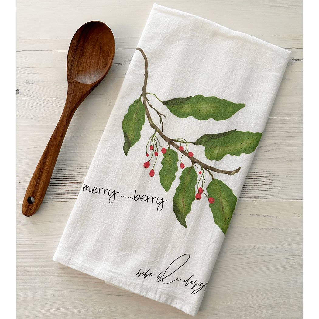 Holly and Berries Flour Sack Towel BeBeBlu Designs