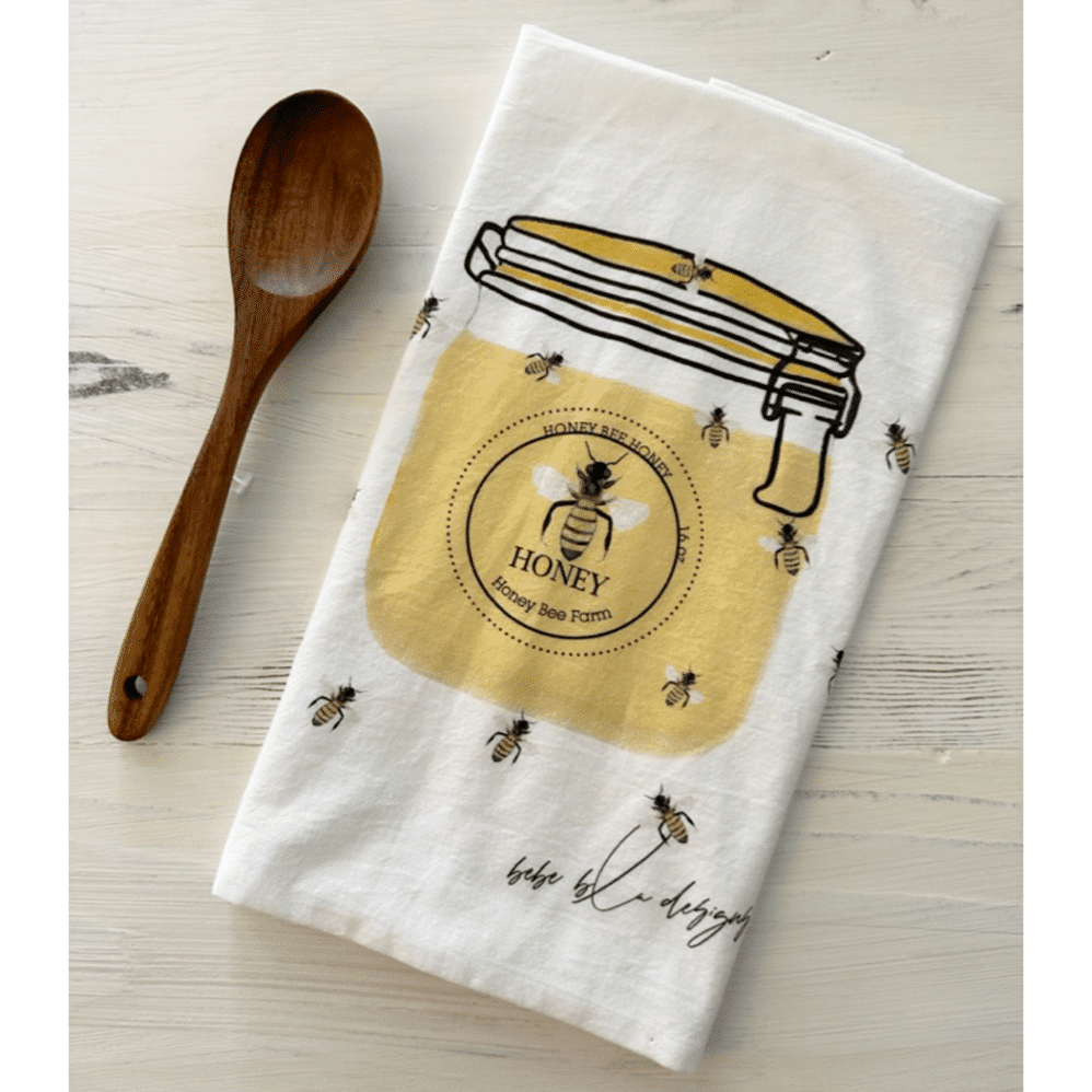 honey bee jar flour sack towel