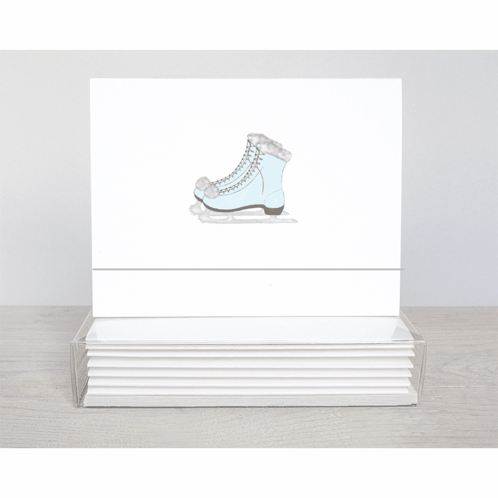 ice skates holiday note cards