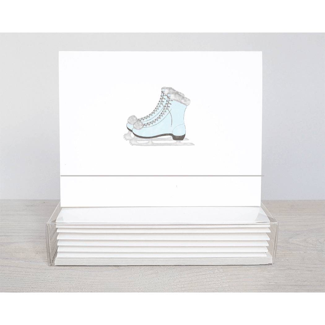 ice skates holiday note cards