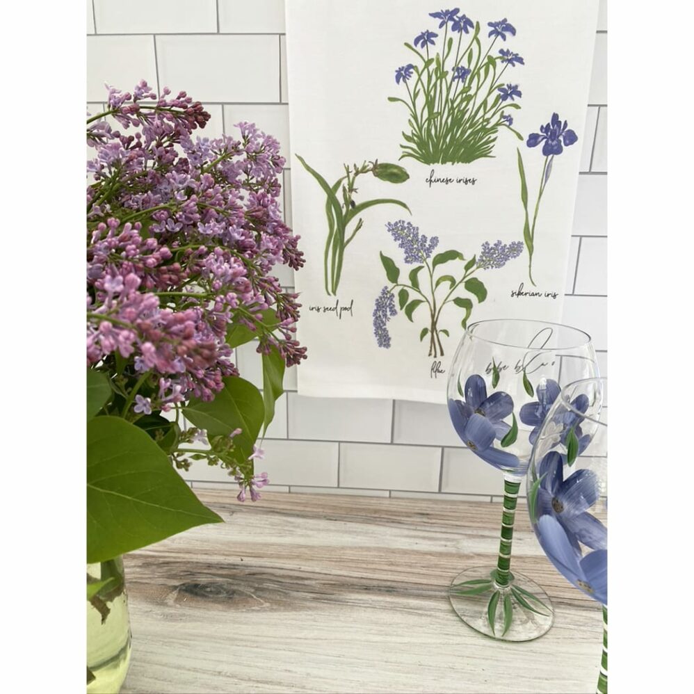 Iris and Lilac Flour Sack Towel