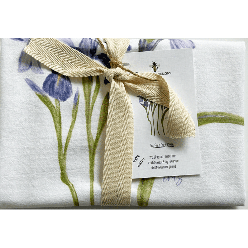 iris flour sack towel wrapped