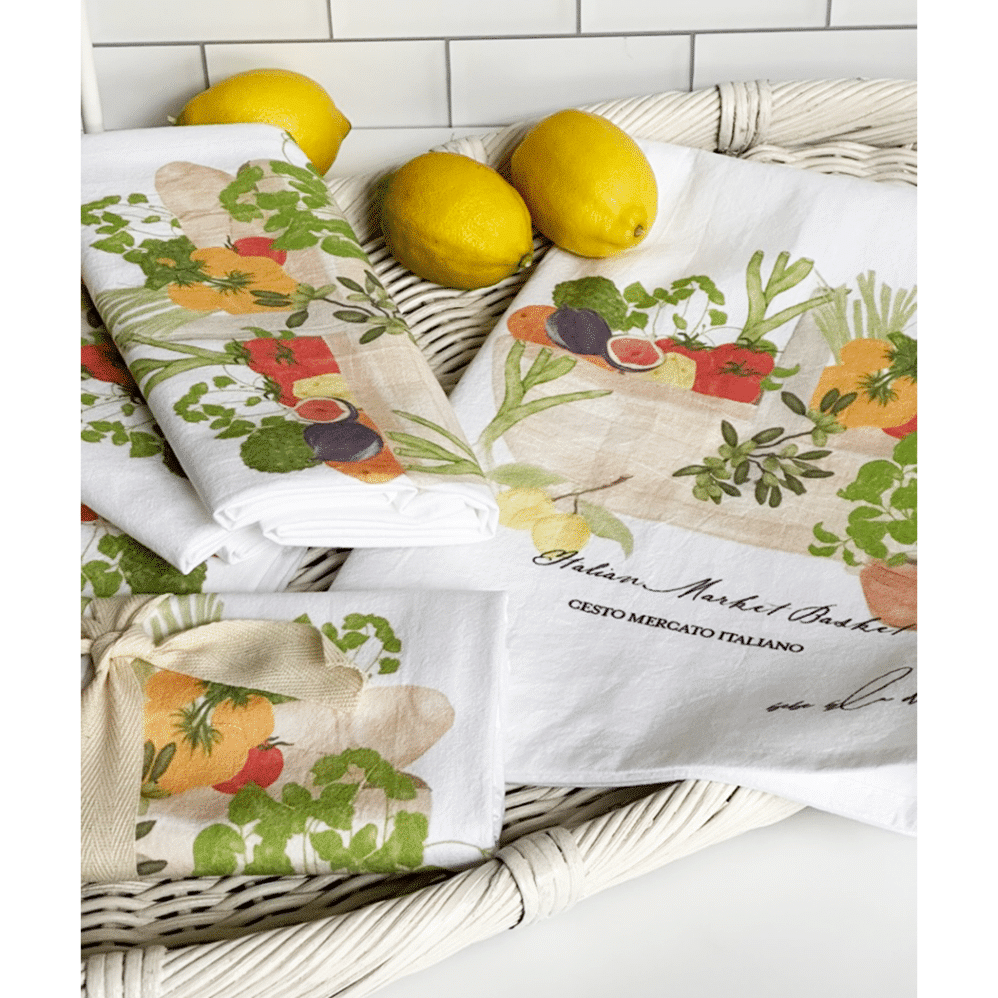 italian market basket flour sack towel basket