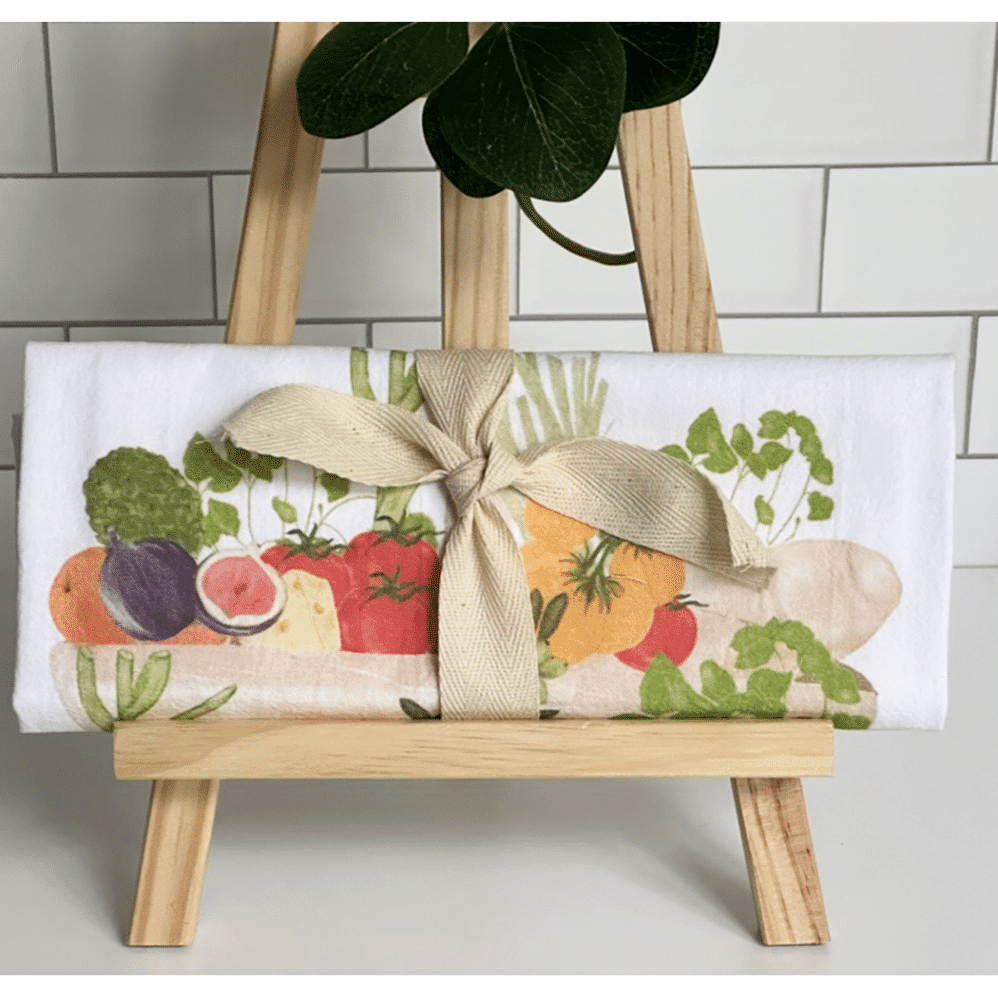 italian market basket flour sack towel wrapped