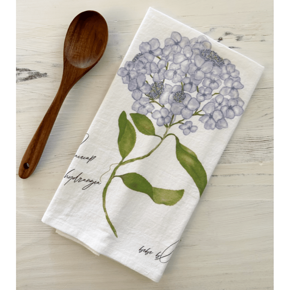 lacecap hydrangea flour sack towel