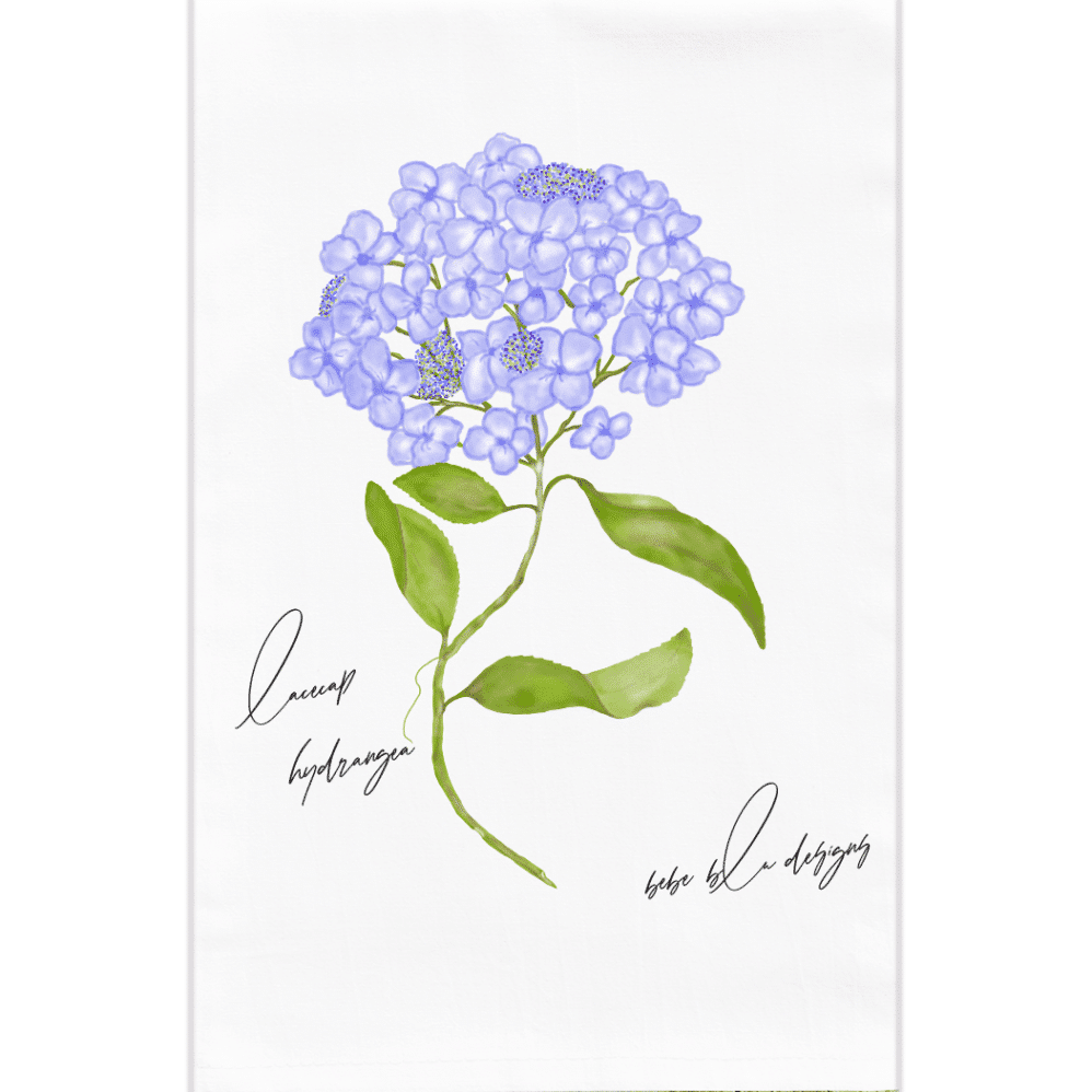 lacecap hydrangea flour sack towel