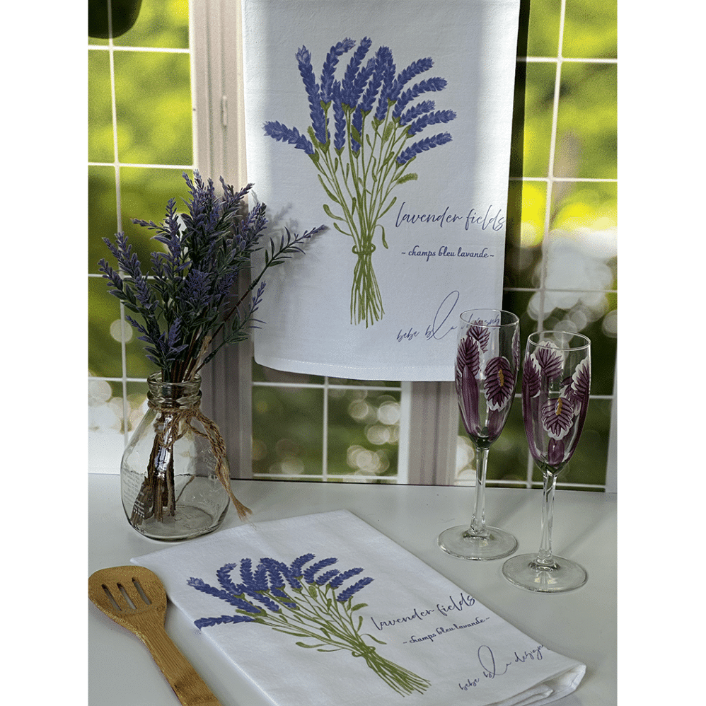 lavender fields flour sack towel