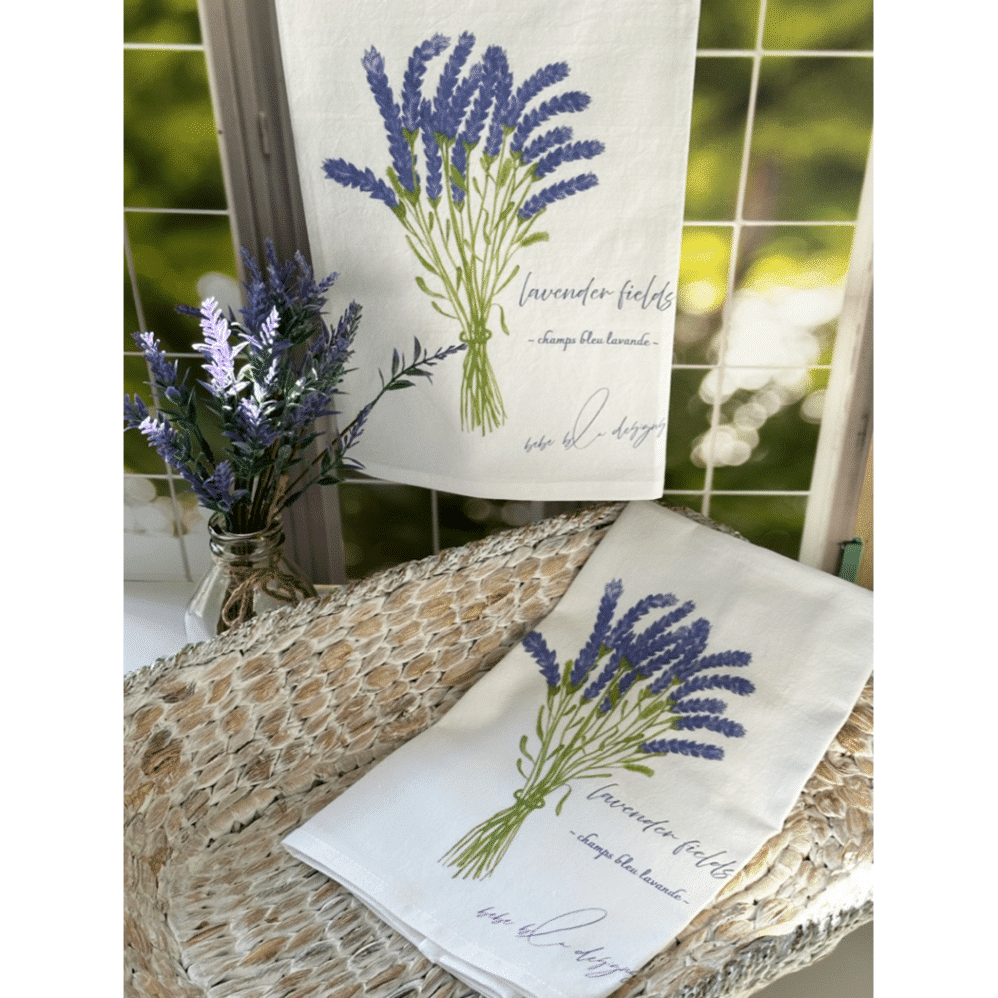 lavender fields flour sack towel