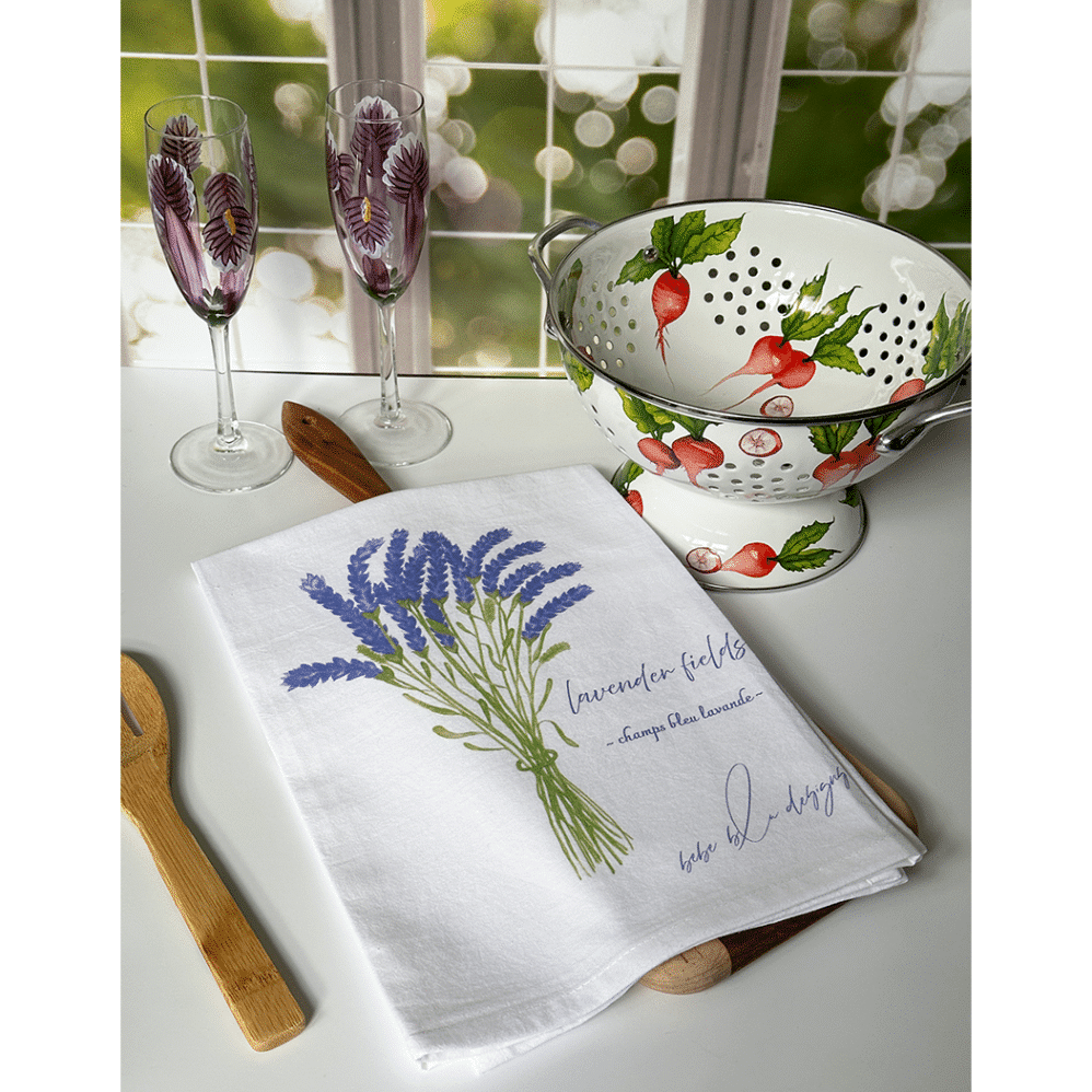 lavender fields flour sack towel