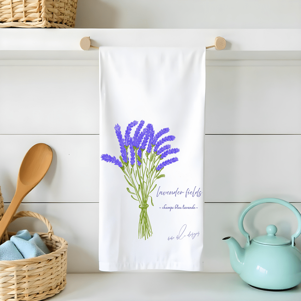 lavender flour sack tea towel