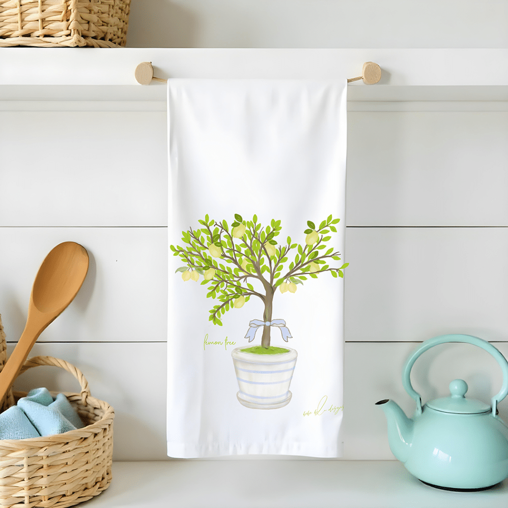lemon tree flour sack tea towel