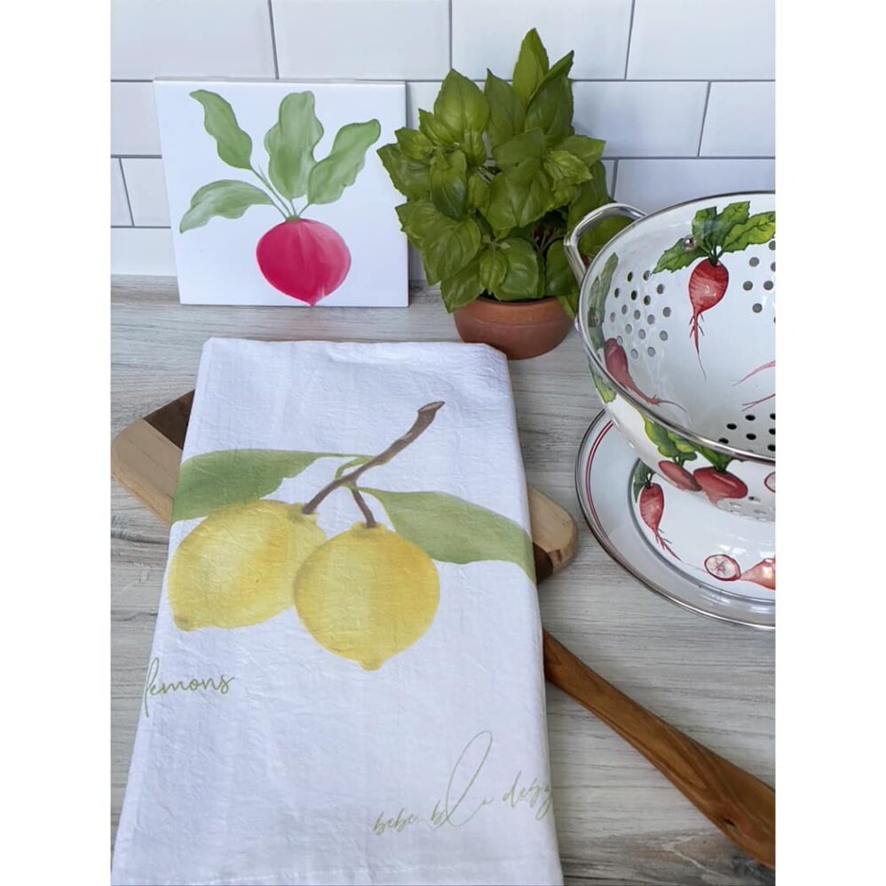 lemons flour sack towel