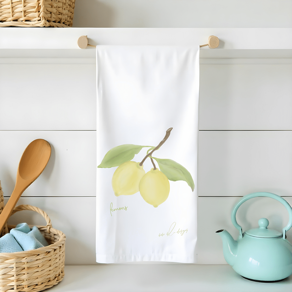 lemons flour sack tea towel
