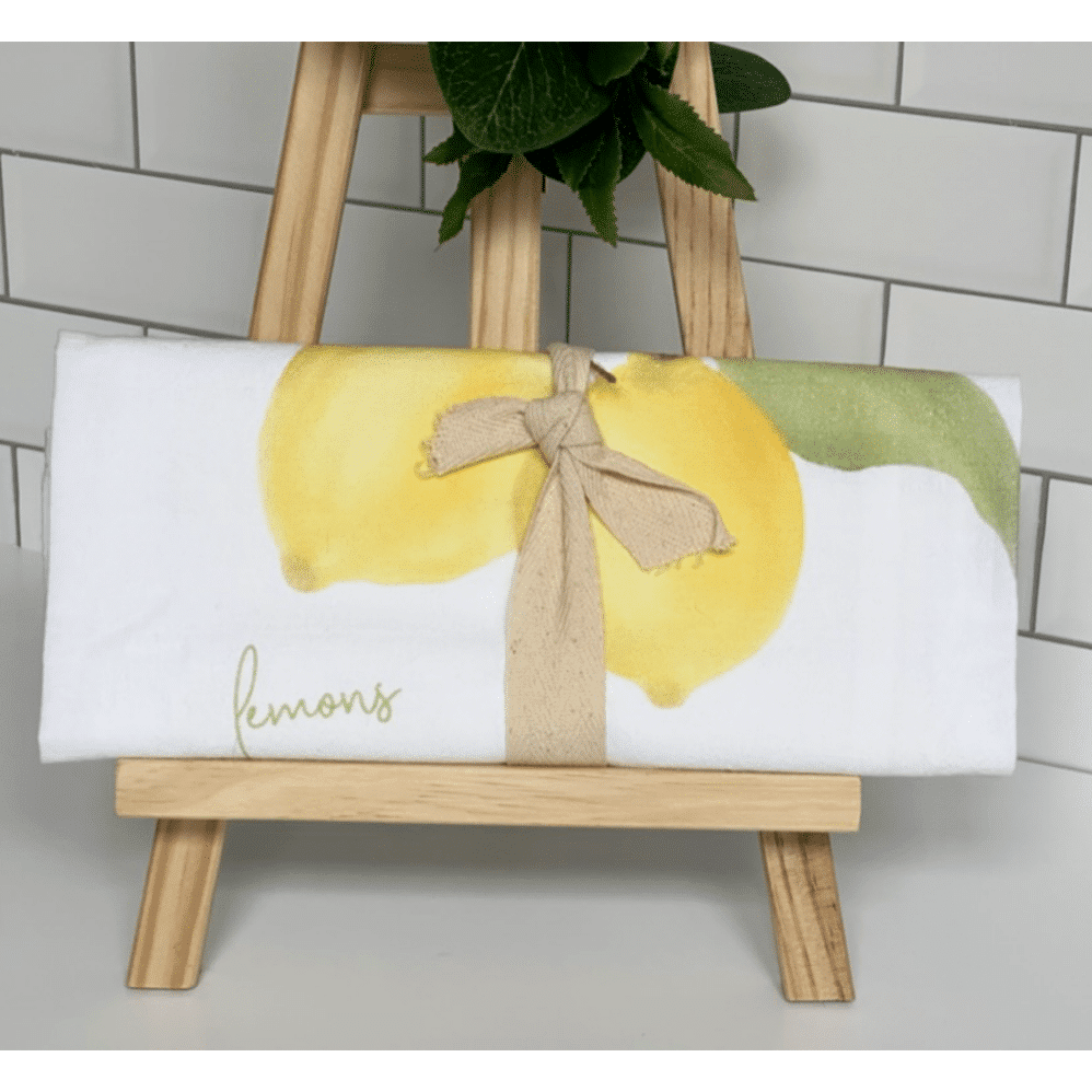 lemons flour sack towel wrapped