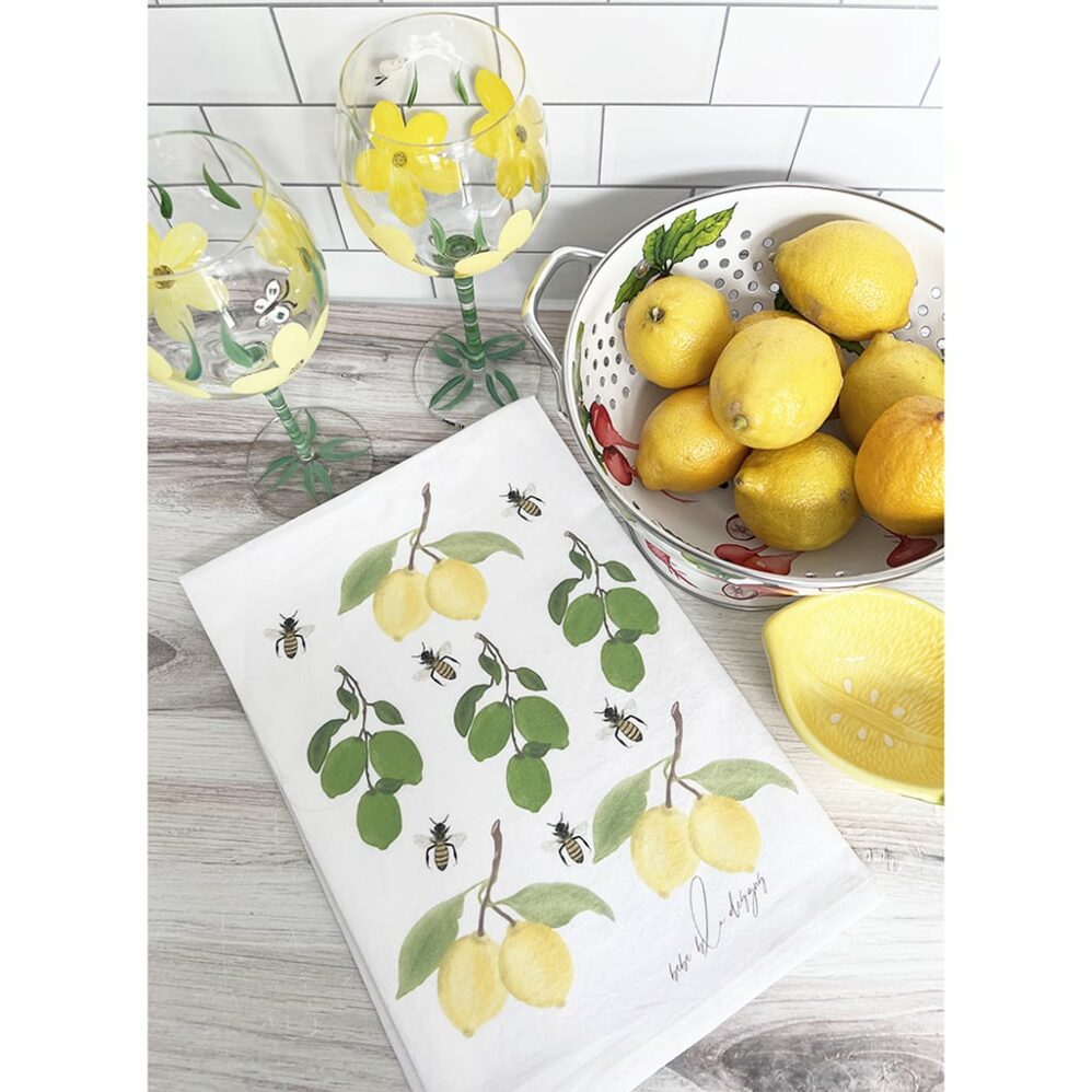 lemons, lime & bees flour sack towel