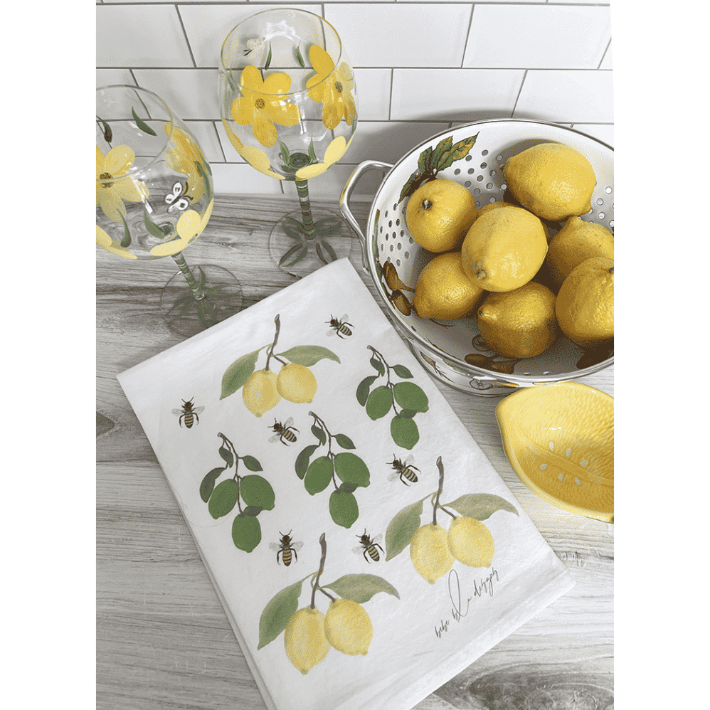 lemon, limes and bees flour sack towel