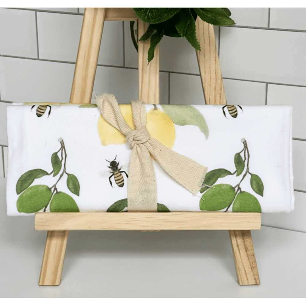 lemons limes and bees flour sack towel wrapped