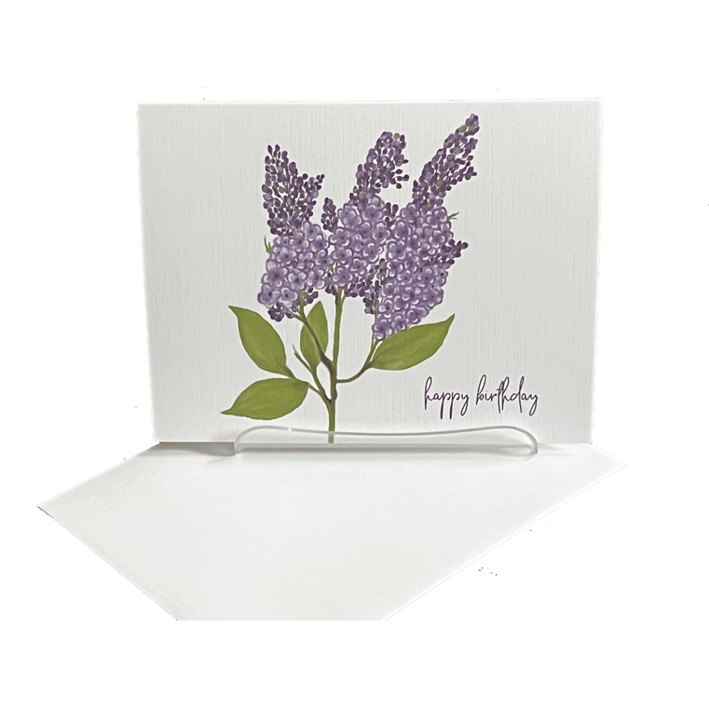 lilac happy birthday note card