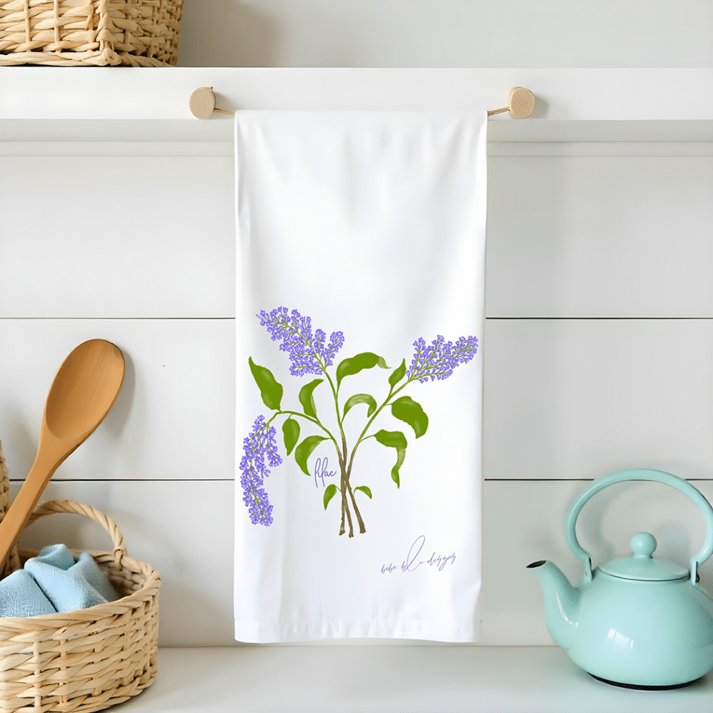 lilac flour sack tea towel