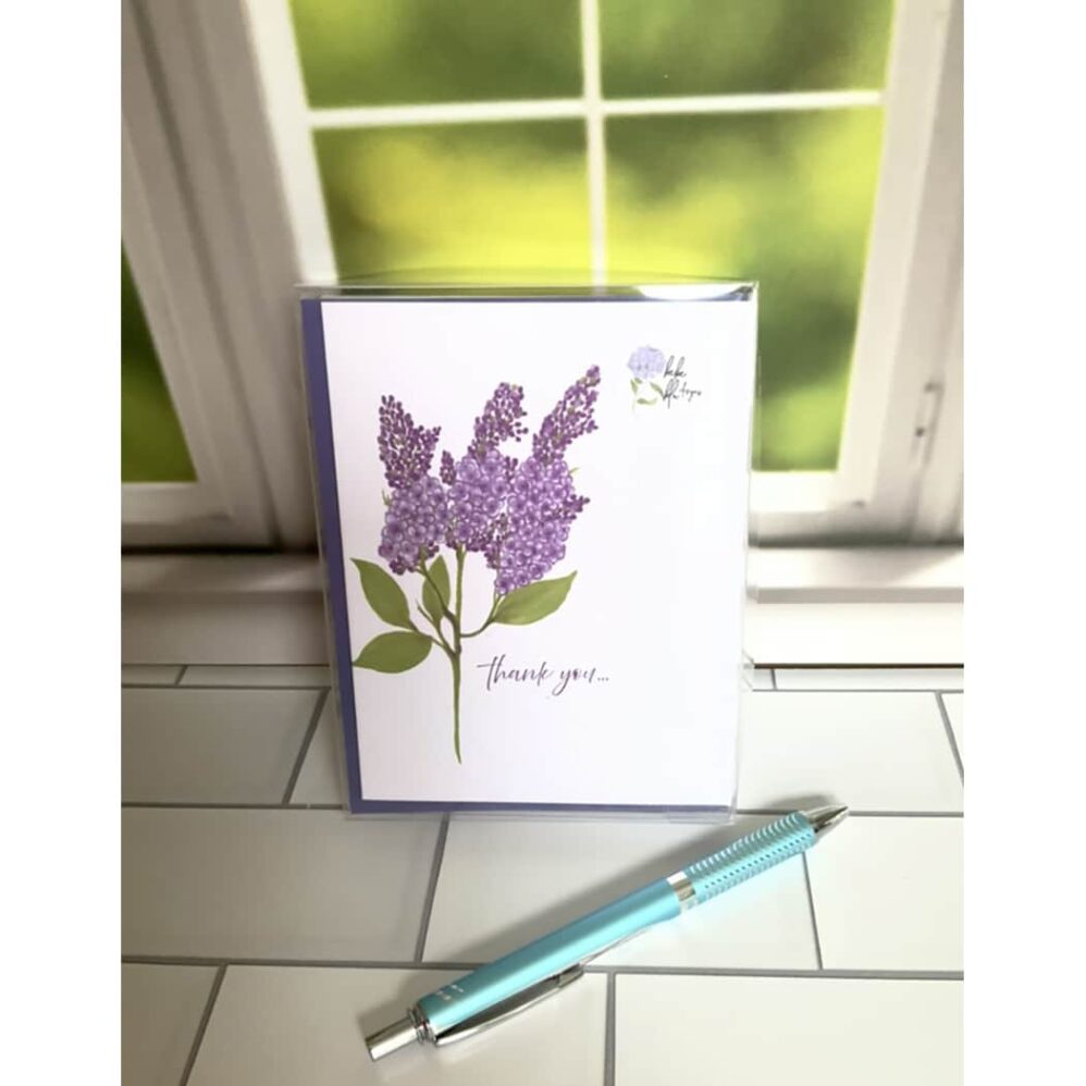 lilac twig thank you note card box