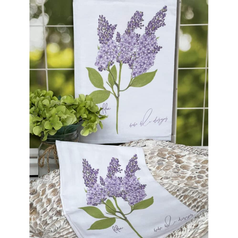 lilac twig flour sack towel