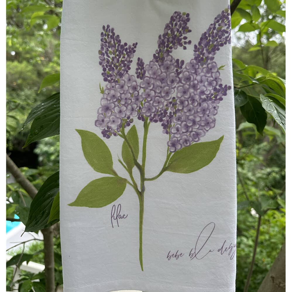 lilac twig flour sack towel