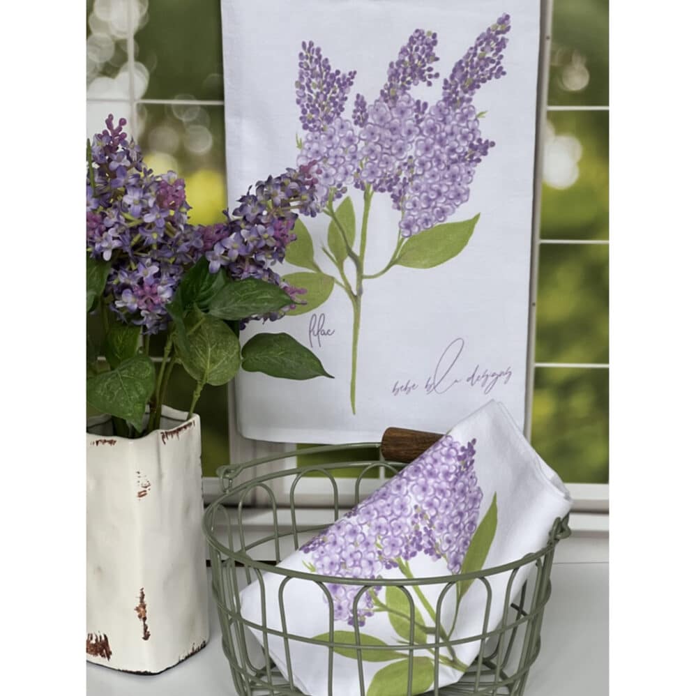 lilac twig flour sack towel