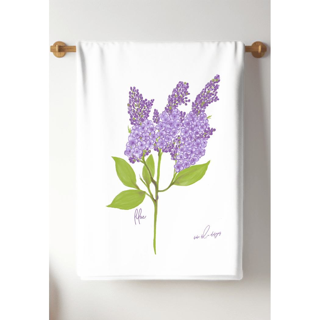 lilac twig tea towel