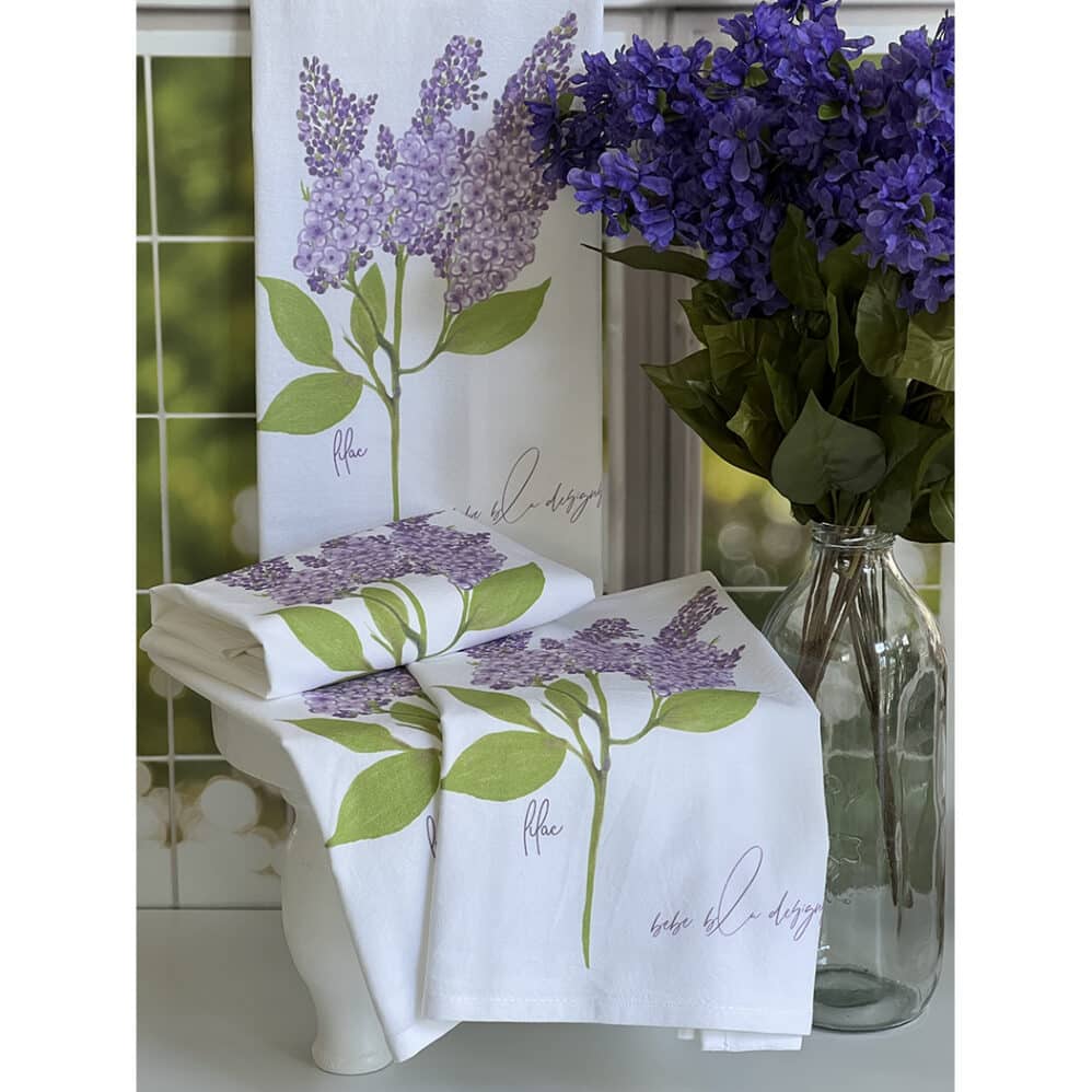 lilac twig flour sack towel