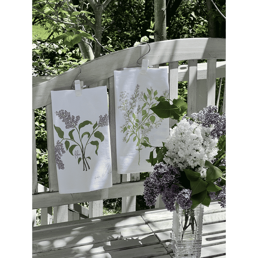 lilacs flour sack towels