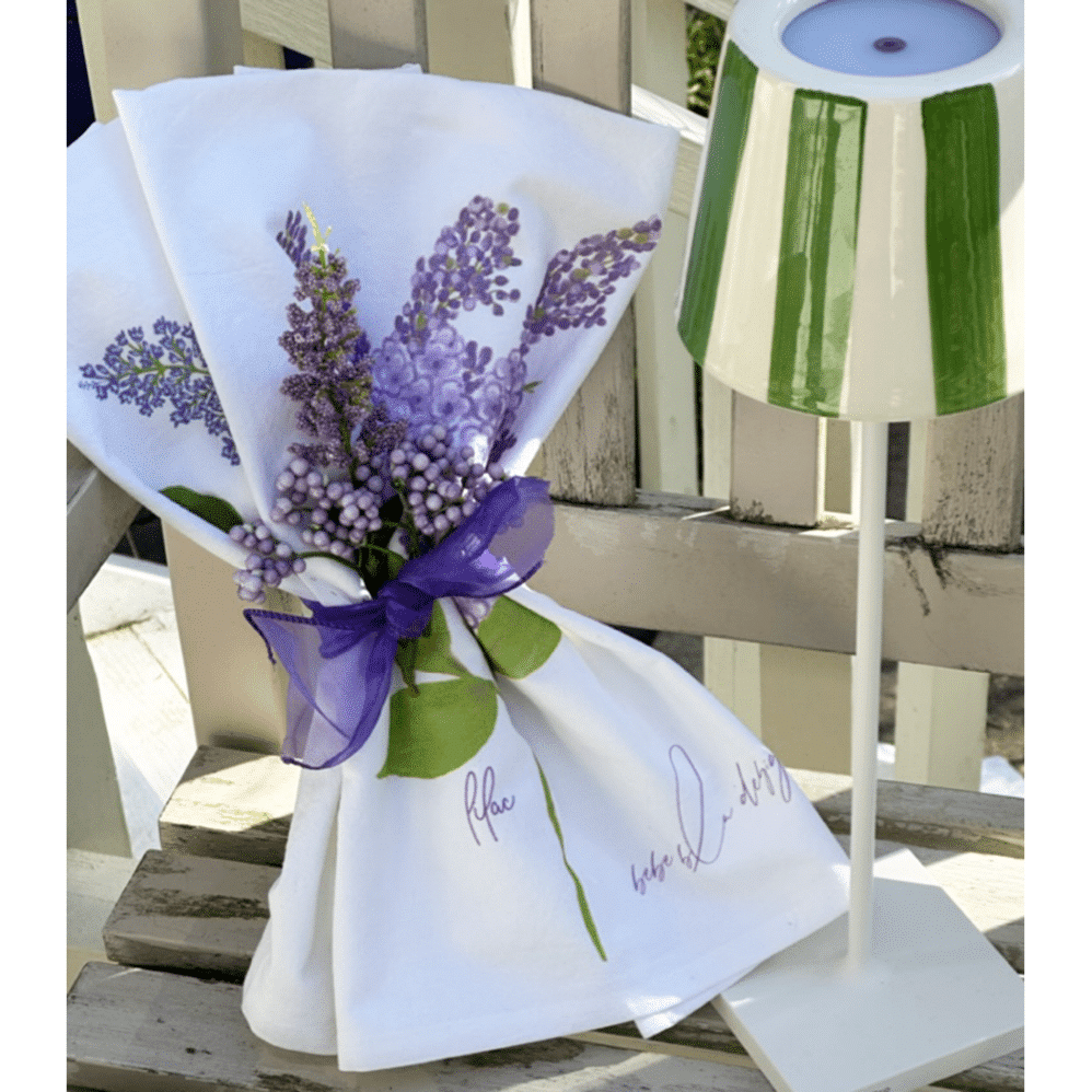 lilacs flour sack towels