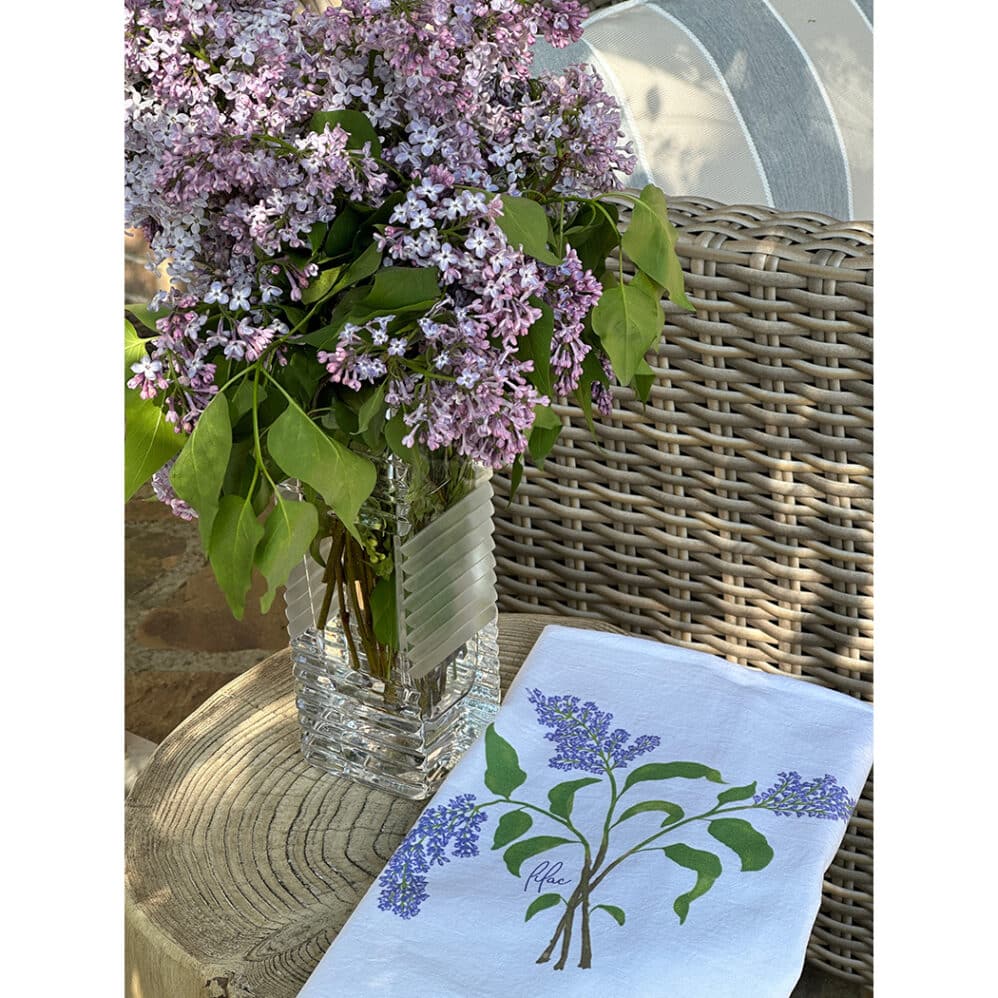 lilacs flour sack towel