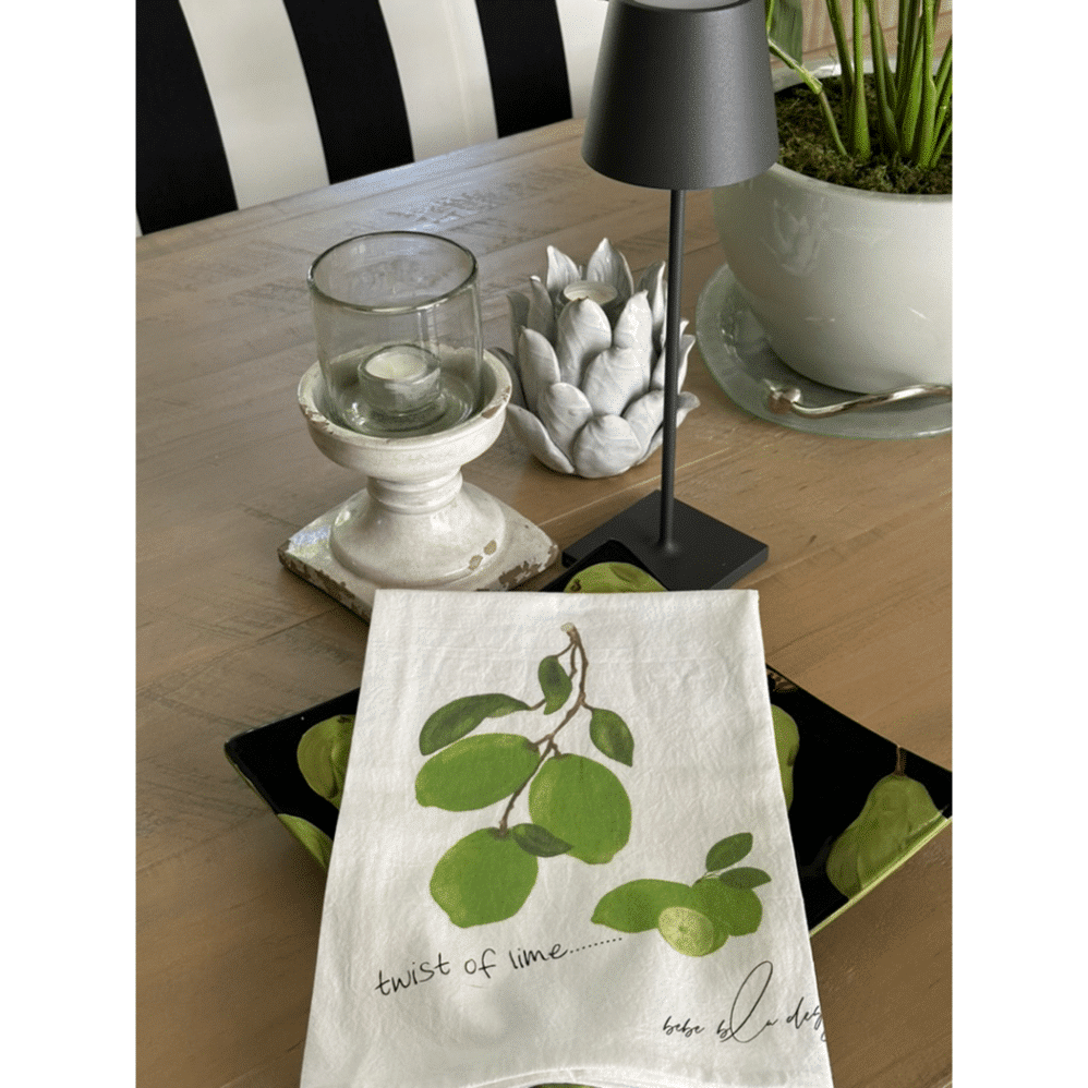 limes flour sack towel staged