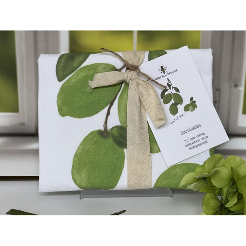 lime flour sack towel wrapped
