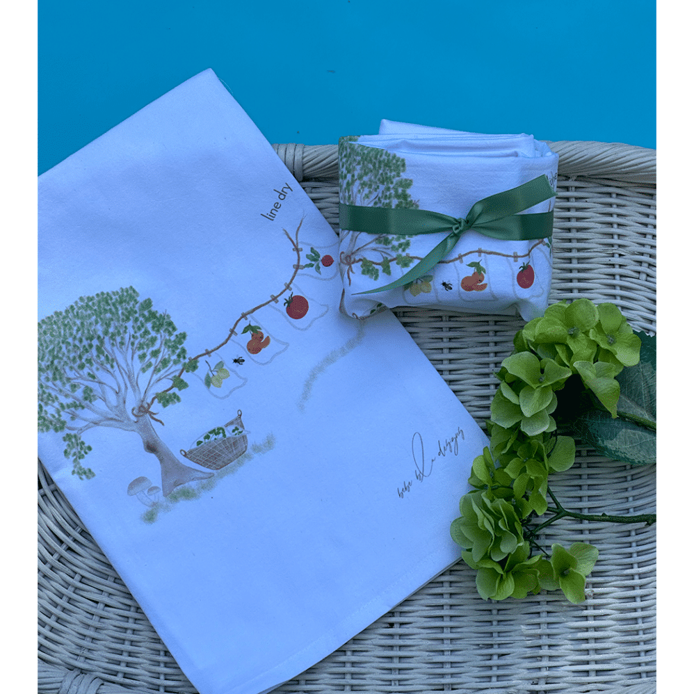 line dry flour sack towel with package