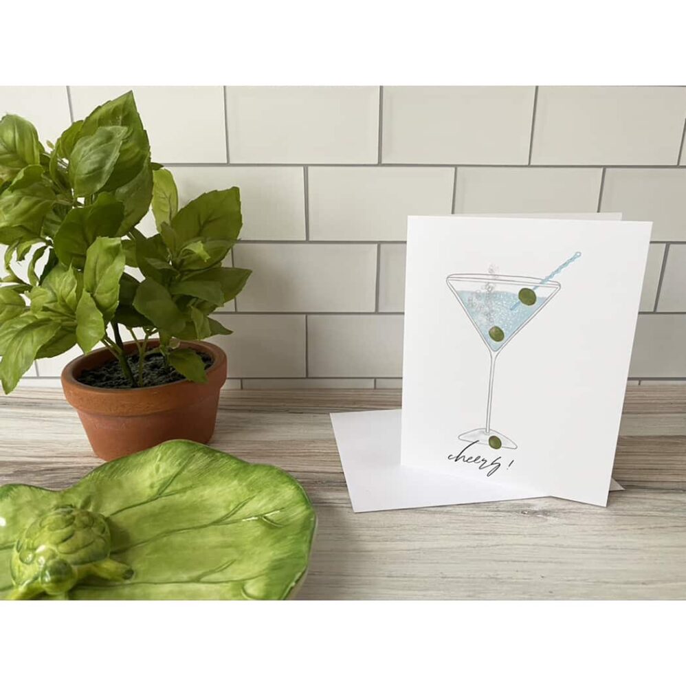 martini note card set