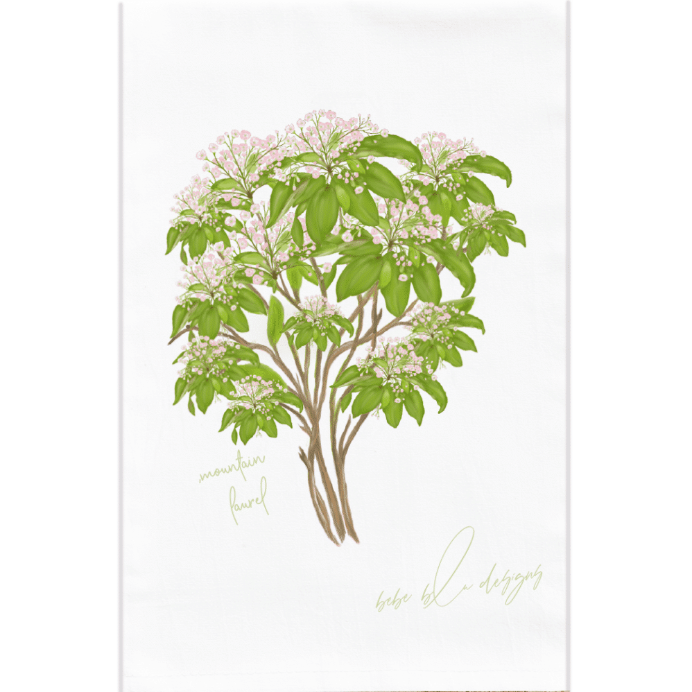 mountain laurel bush flour sack towel