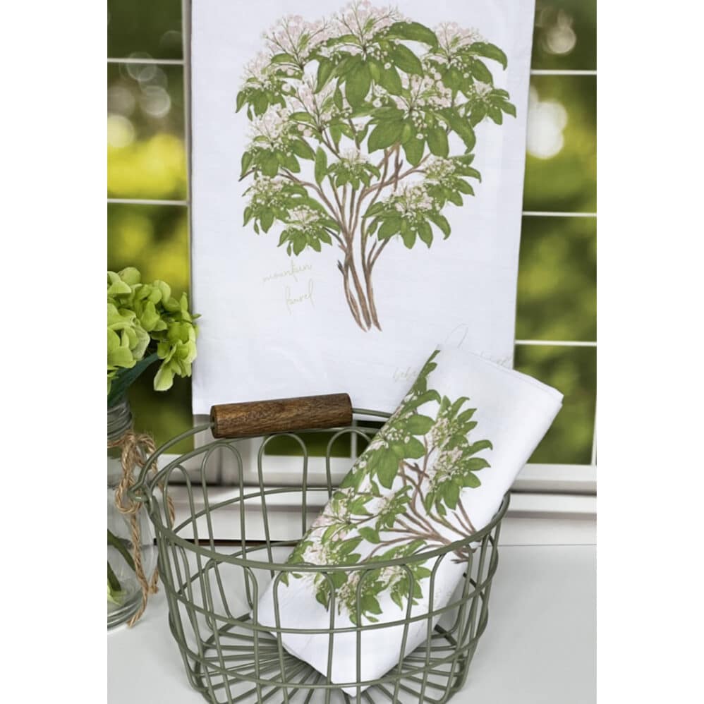 mountain laurel bush flour sack towel