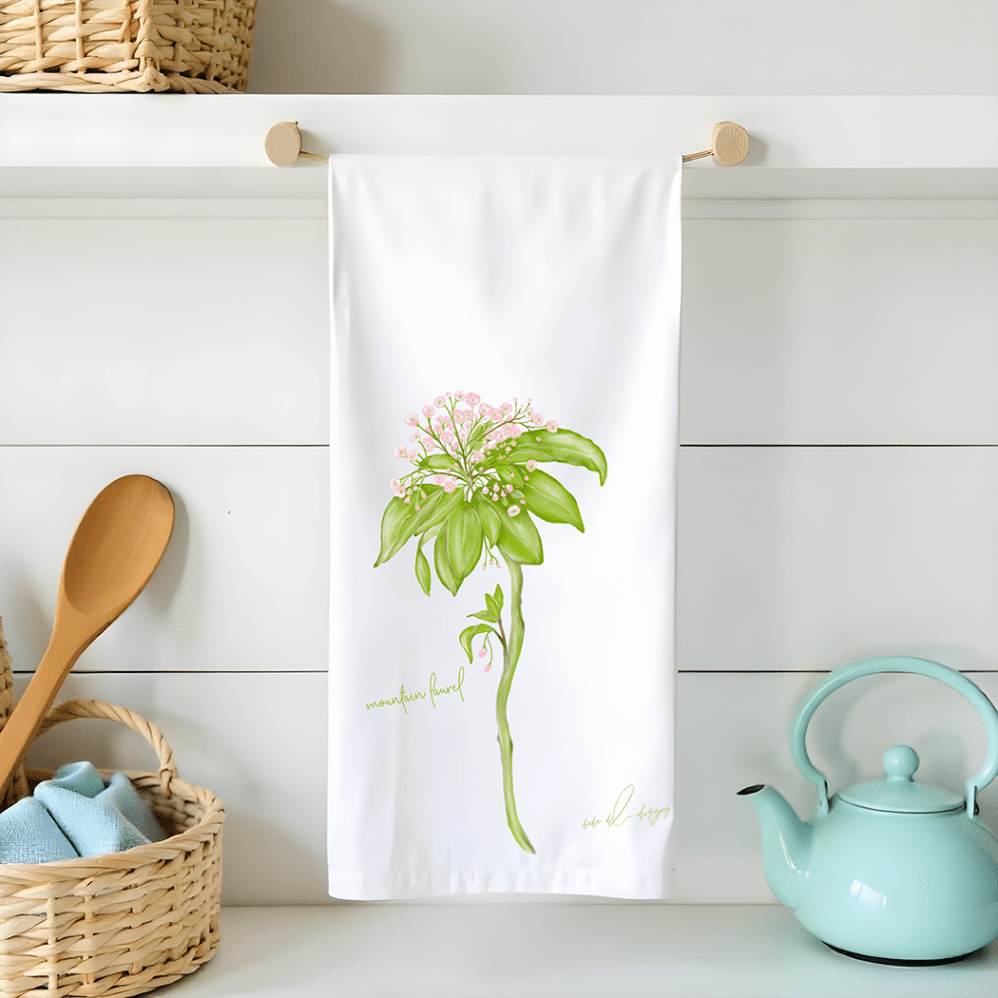 mountain laurel flour sack tea towel