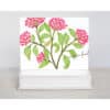 a stem of rosy red mountain laurel with light green leaves on note cards