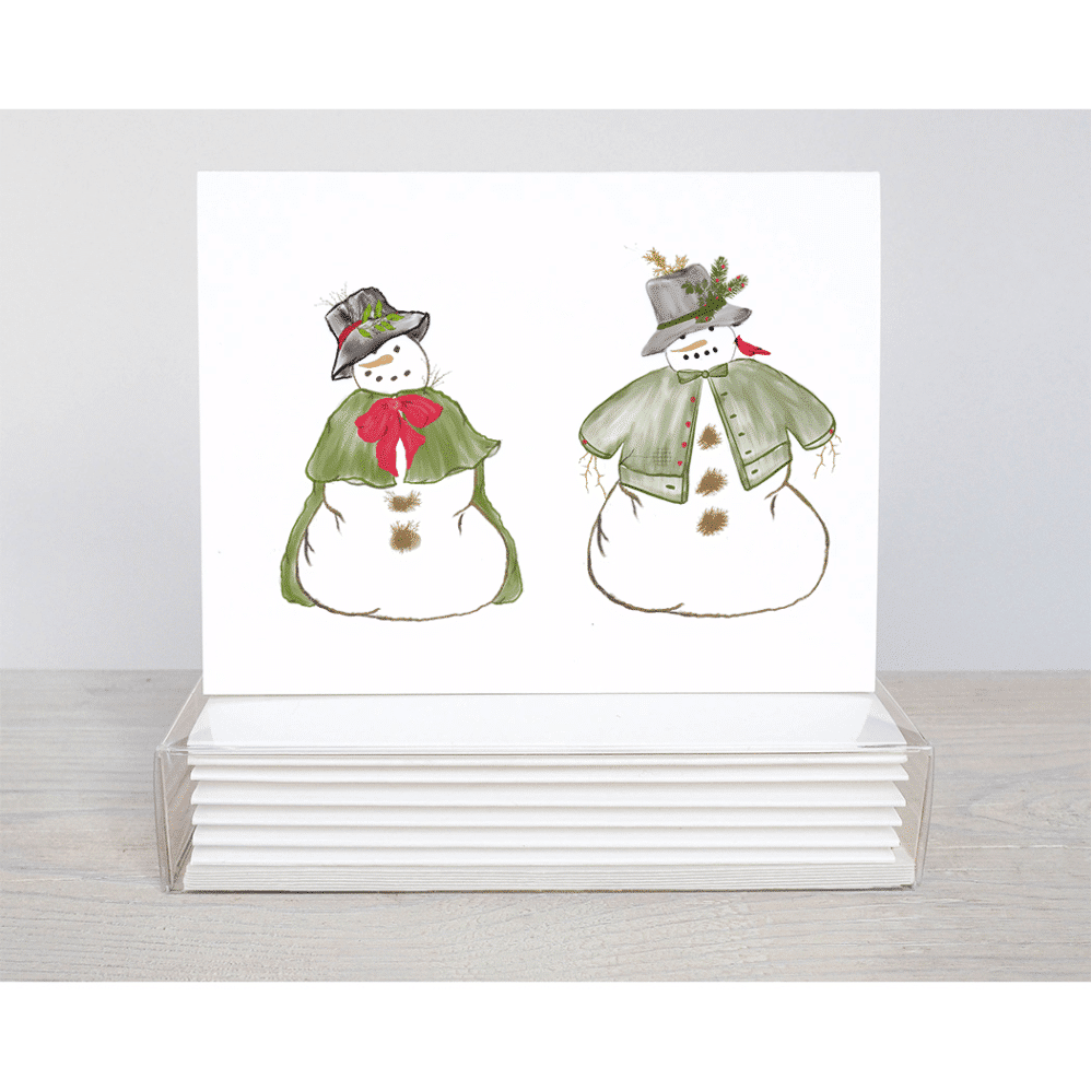 mr and mrs snowman holiday note cards