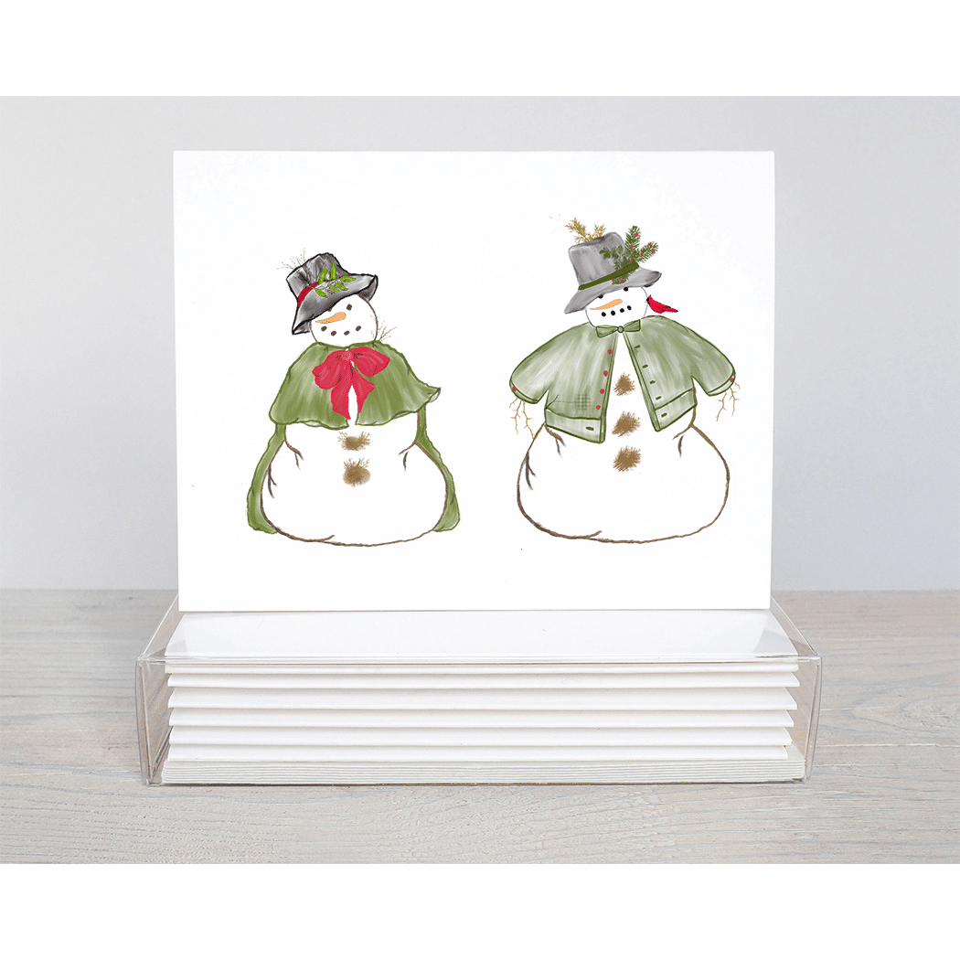 mr and mrs snowman holiday note cards