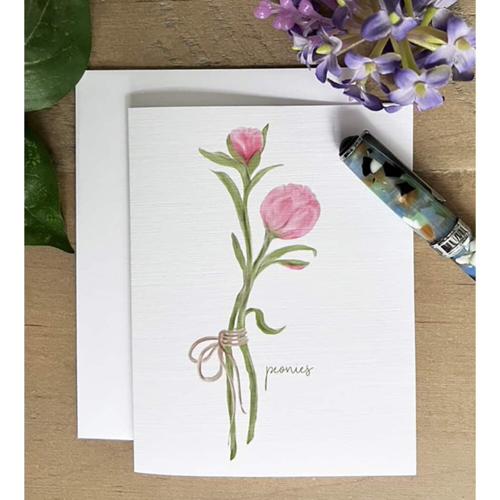 multi flowers note card