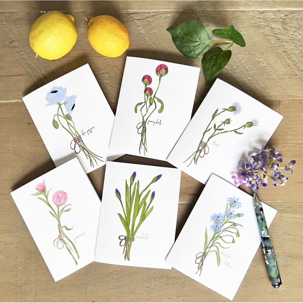 multi flowers note cards