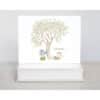 the nature inspired thank you note cards feature a Tree, frog, mushroom and purple flowers and the word, with thanks