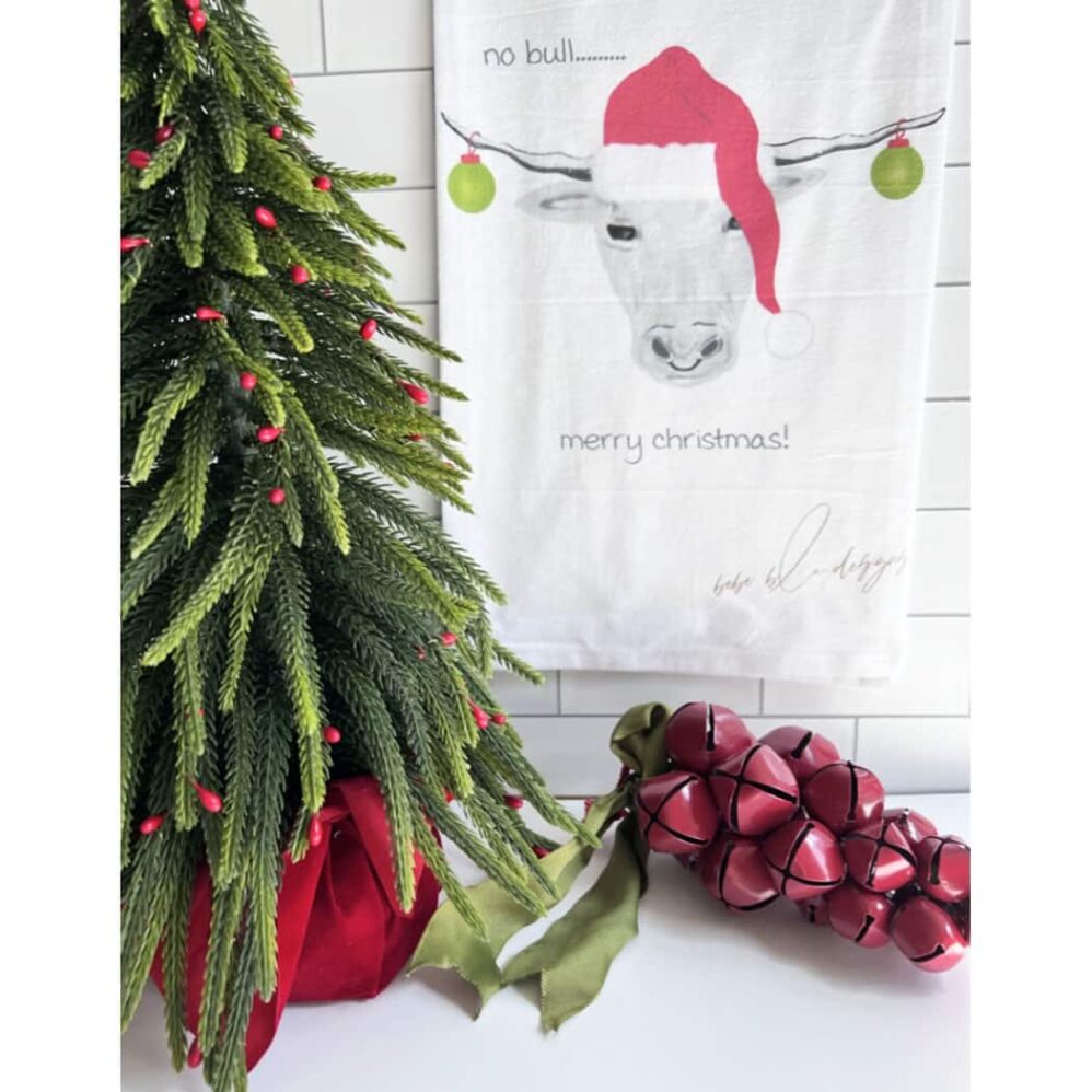 no bull merry christmas flour sack towel